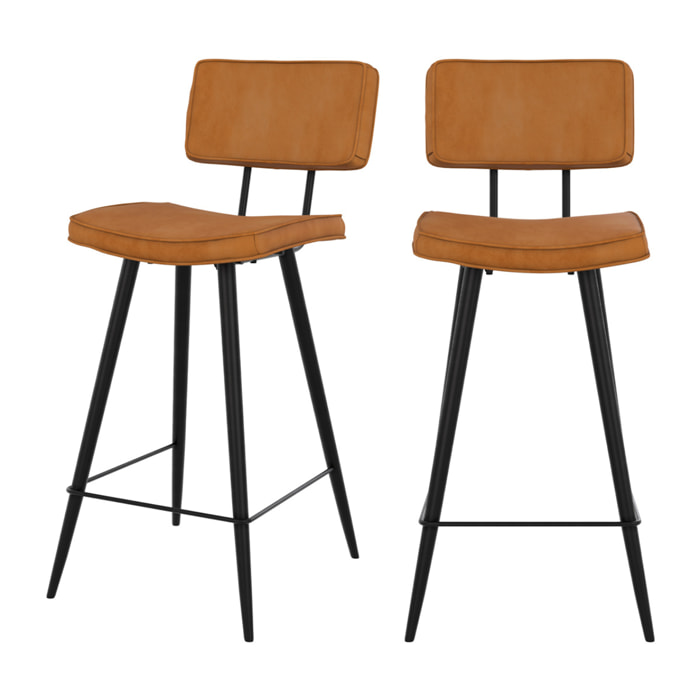Lot de 2 chaises pour îlot central 66 cm en cuir synthétique camel - Texas