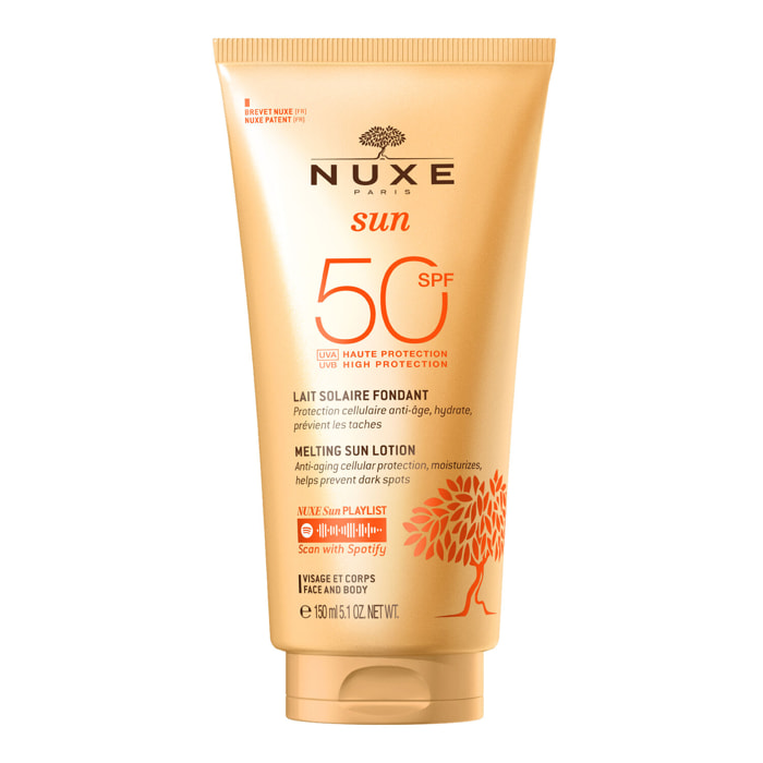 Lait Solaire Fondant Haute Protection SPF50 - Nuxe Sun - Visage et Corps - Tous types de peaux - 150ml