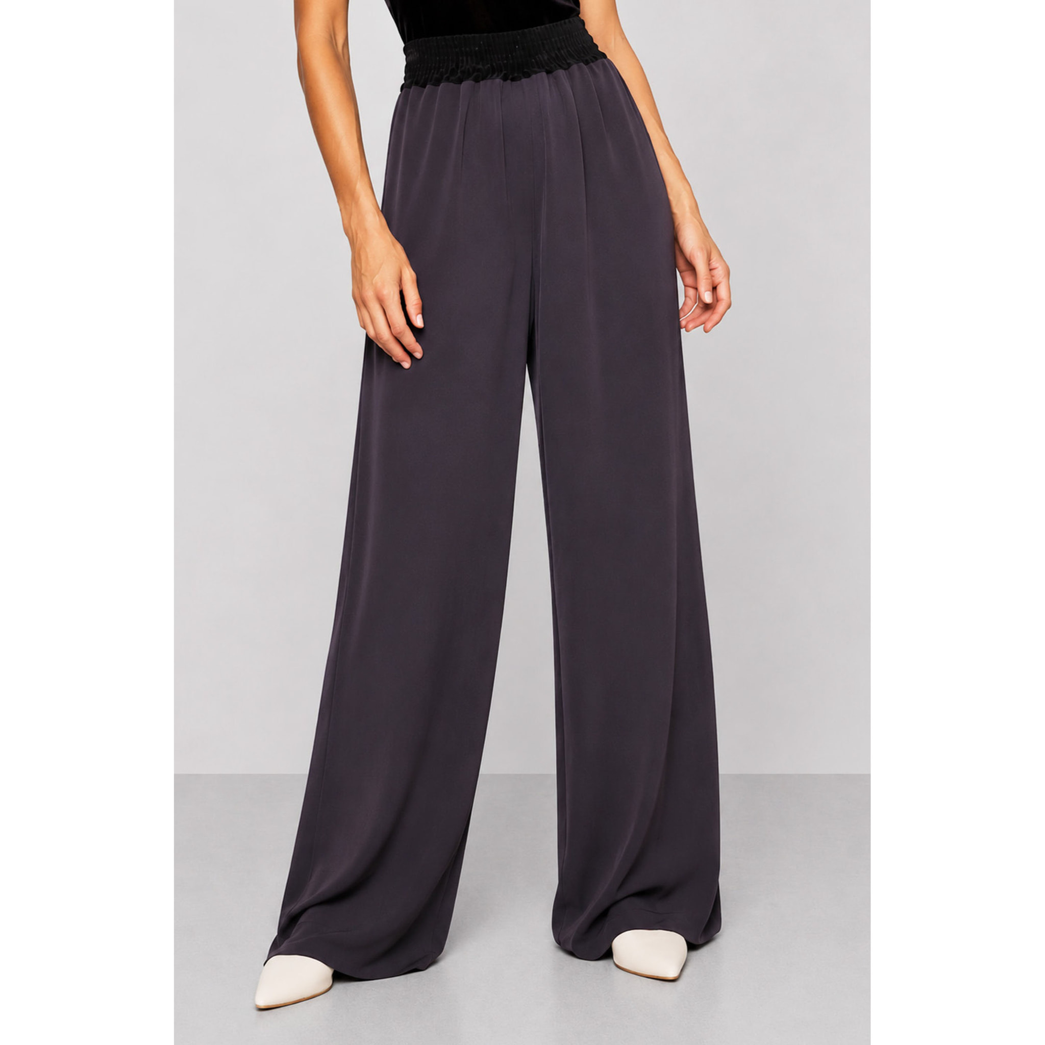 Kocca - Pantalone da donna in viscosa a vita alta e gamba larga Donna