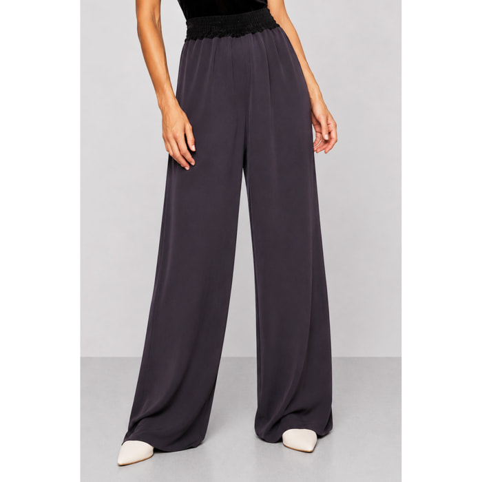 Kocca - Pantalone da donna in viscosa a vita alta e gamba larga Donna