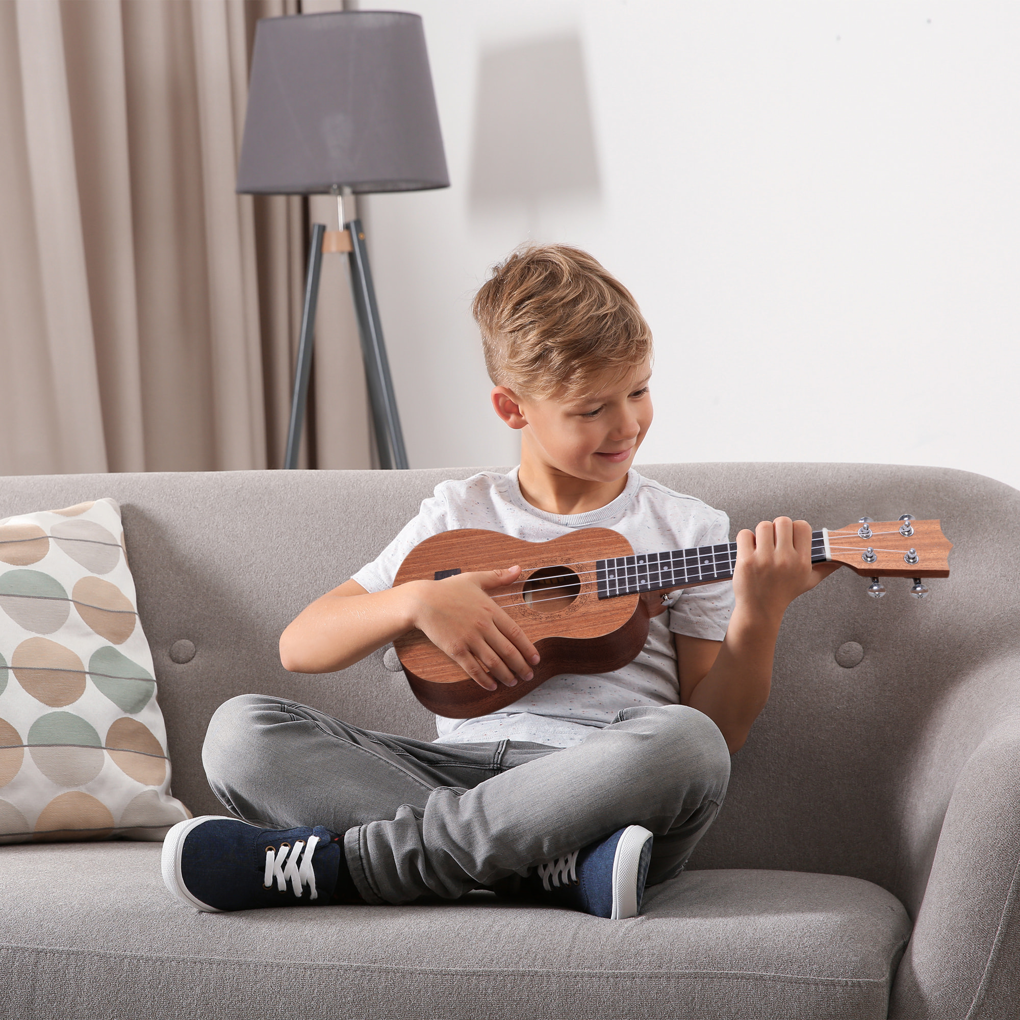 Ukelele 21 Pulgada Ukelele Soprano para Principiantes Cuerda Nylon Hecho a Mano