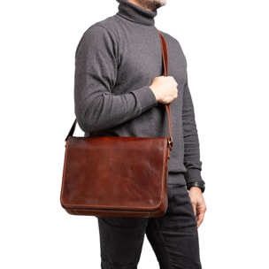Borsa a tracolla  da uomo In Vera pelle Made in Italy 28x35x9 cm
