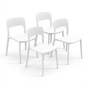 Set 4 Sedie Da Giardino In Polipropilene Impilabili Leggere E Resistenti Ideali Per Esterni Terrazze Giardini Bar Dehors Ristoranti Bianco