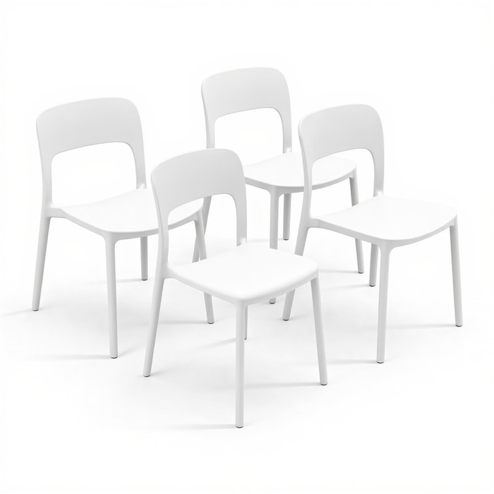 Set 4 Sedie Da Giardino In Polipropilene Impilabili Leggere E Resistenti Ideali Per Esterni Terrazze Giardini Bar Dehors Ristoranti Bianco