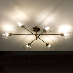 Suspension Tomasucci DEVON C, en acier et verre, doré