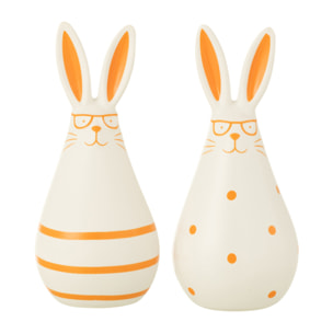 J-Line Figurine Lapin - céramique - orange - petit - 2 pièces