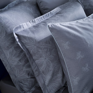 Taie d'oreiller satin de coton imprimé bleu Marronniers bleu