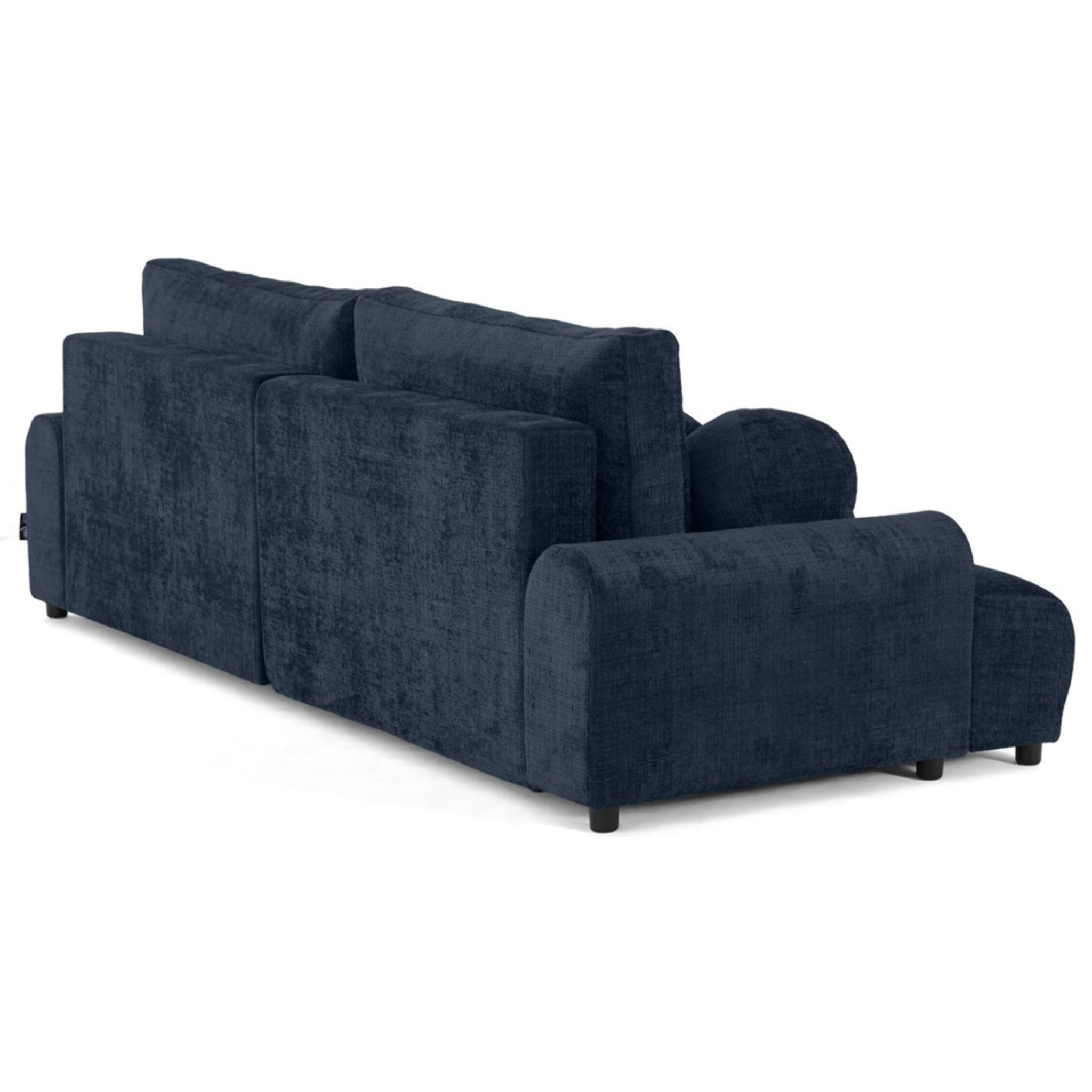 Nelly - canapé d'angle droit 4 places convertible avec coffre en velours texturé - Bleu