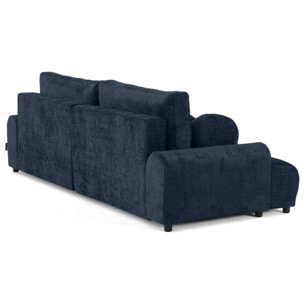 Nelly - canapé d'angle droit 4 places convertible avec coffre en velours texturé - Bleu