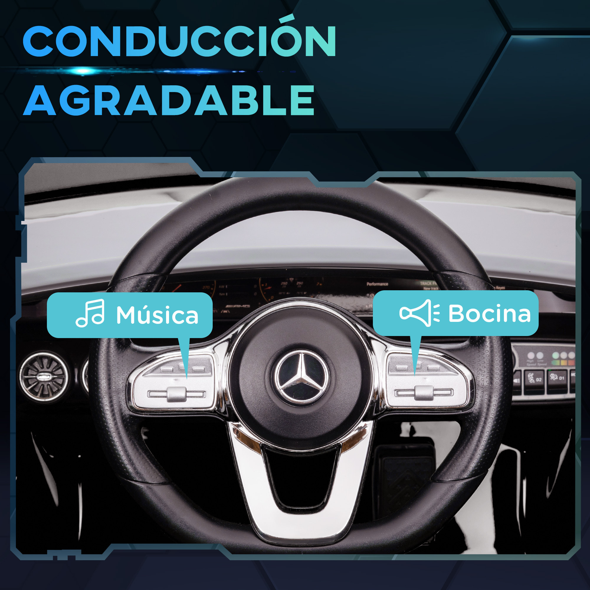 Coche Eléctrico para Niños de +3 Años Mercedes-AMG CLA 45 Carro Eléctrico Infantil con Batería 12V Mando a Distancia Faros LED Bocina Música y Ruedas Auxiliares Negro