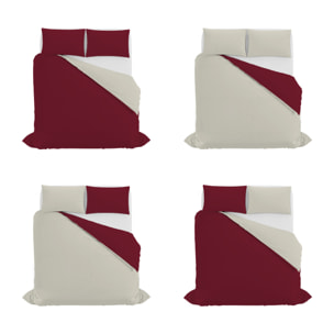 PARURE COPRIPIUMINO NATURAL COLOR, 100% Cotone, Made in Italy - BORDEAUX/PANNA