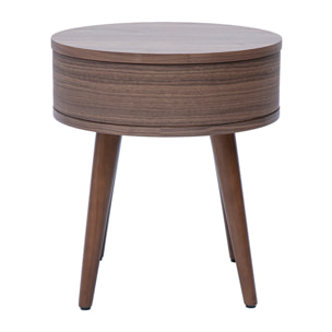Table de chevet ronde en bois foncé avec tiroir JUDITH