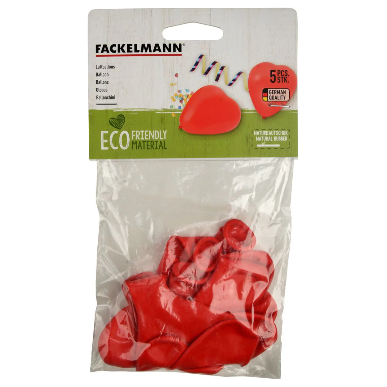 Lot de 5 ballons de baudruche cœur rouge avec inscription Fackelmann Nature