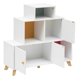 Meuble de rangement "Circus" en pin & bois 88x30cm blanc