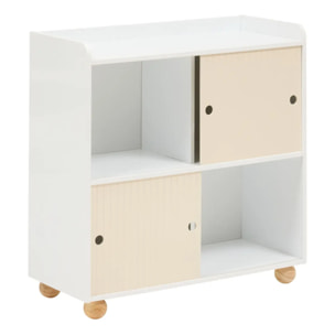Meuble de Rangement Enfant Bouli 2 portes 2 Cases Beige 69,5x30x71 cm