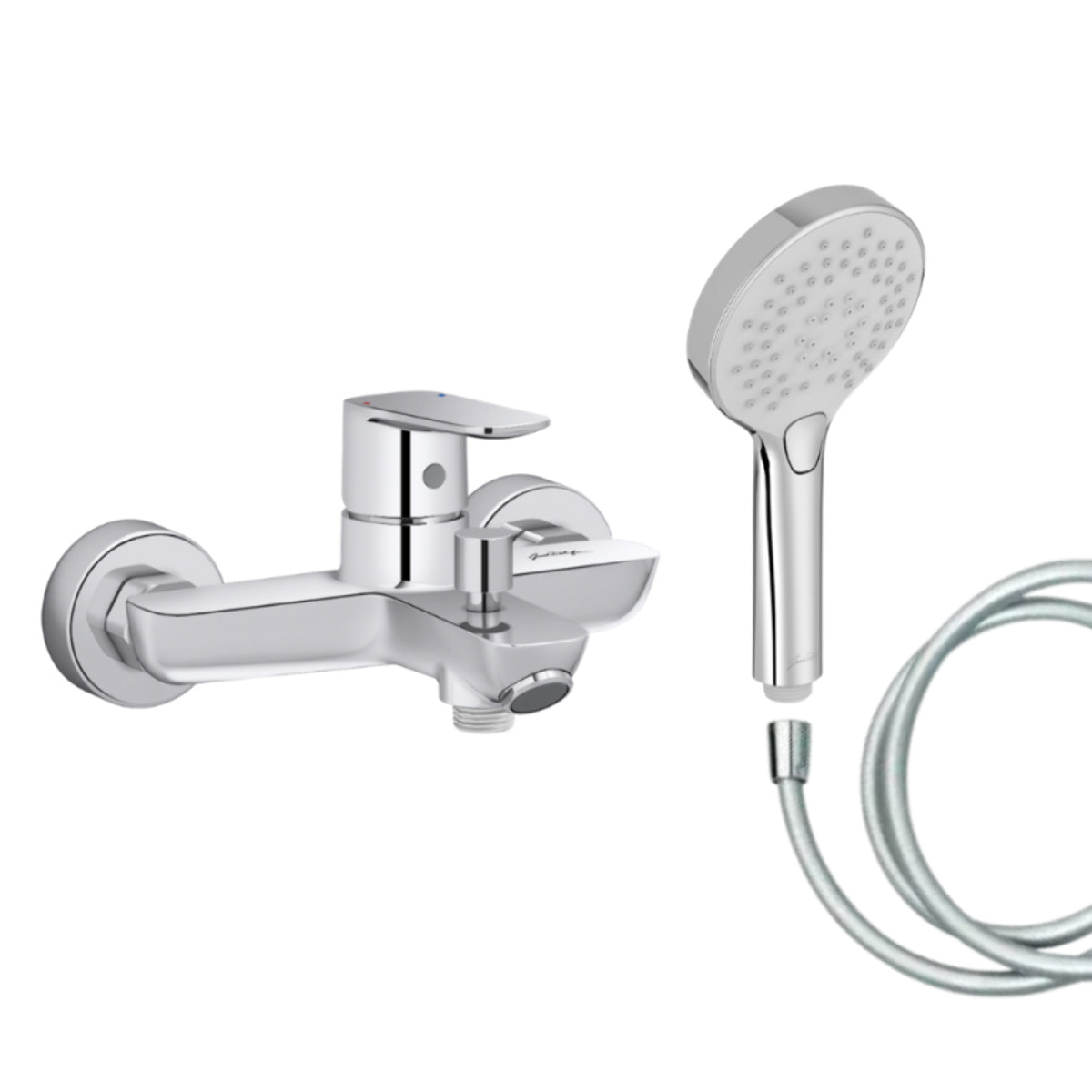 Mitigeur baignoire July+ + pommeau de douche Metro + flexible de douche lisse