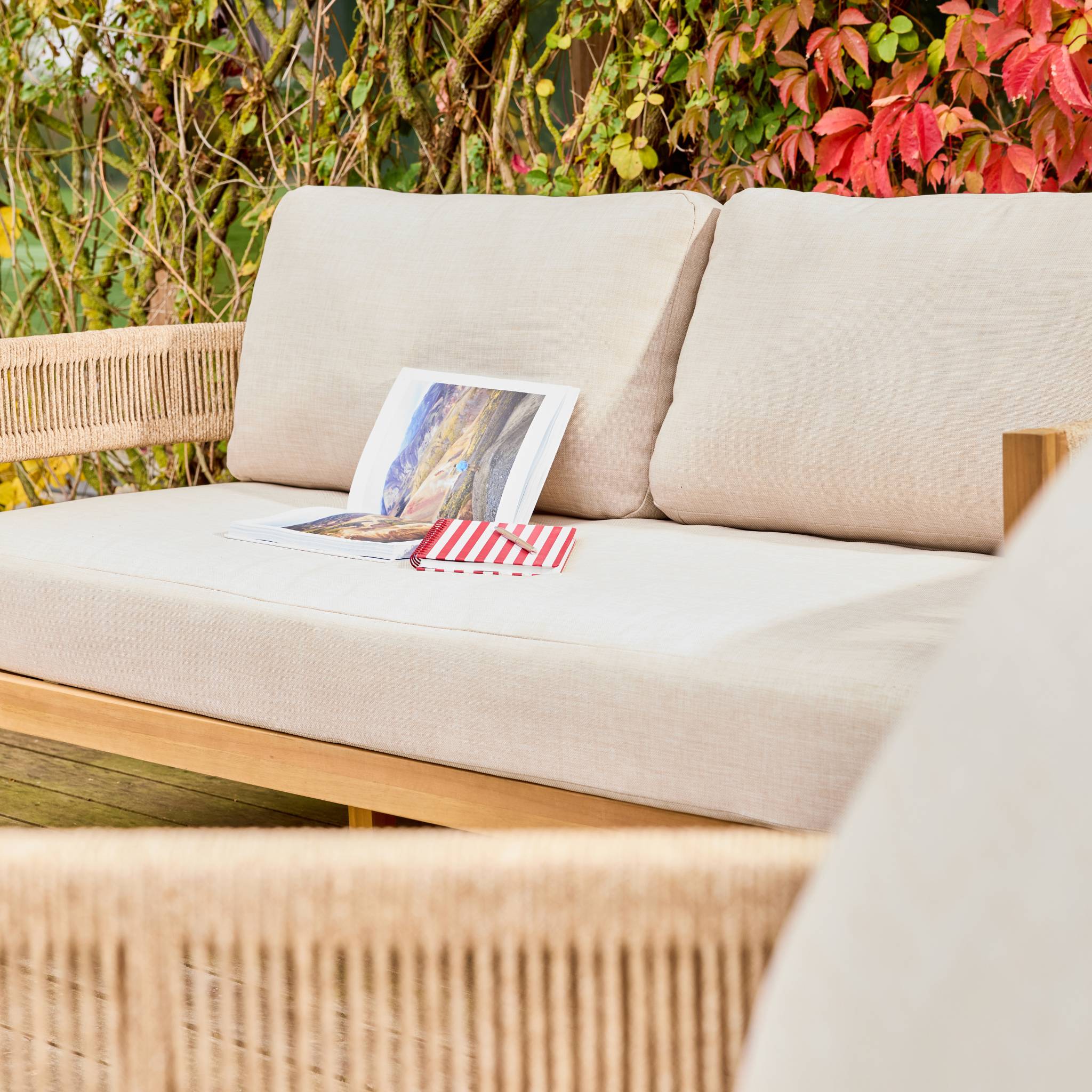 Salon de jardin bois d'acacia et cordes 4 places SAMOS