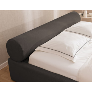 Billy - lit coffre - 160x200 cm - en tissu texturé - sommier inclus - Gris Anthracite