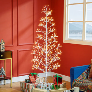 Árbol de Navidad Artificial 180 cm, Lámpara de Árbol con 384 Luces LED Blanco Cálido, Ramas Flexibles, Base de Acero, Decoración Navidad para Interiores y Exteriores, Blanco