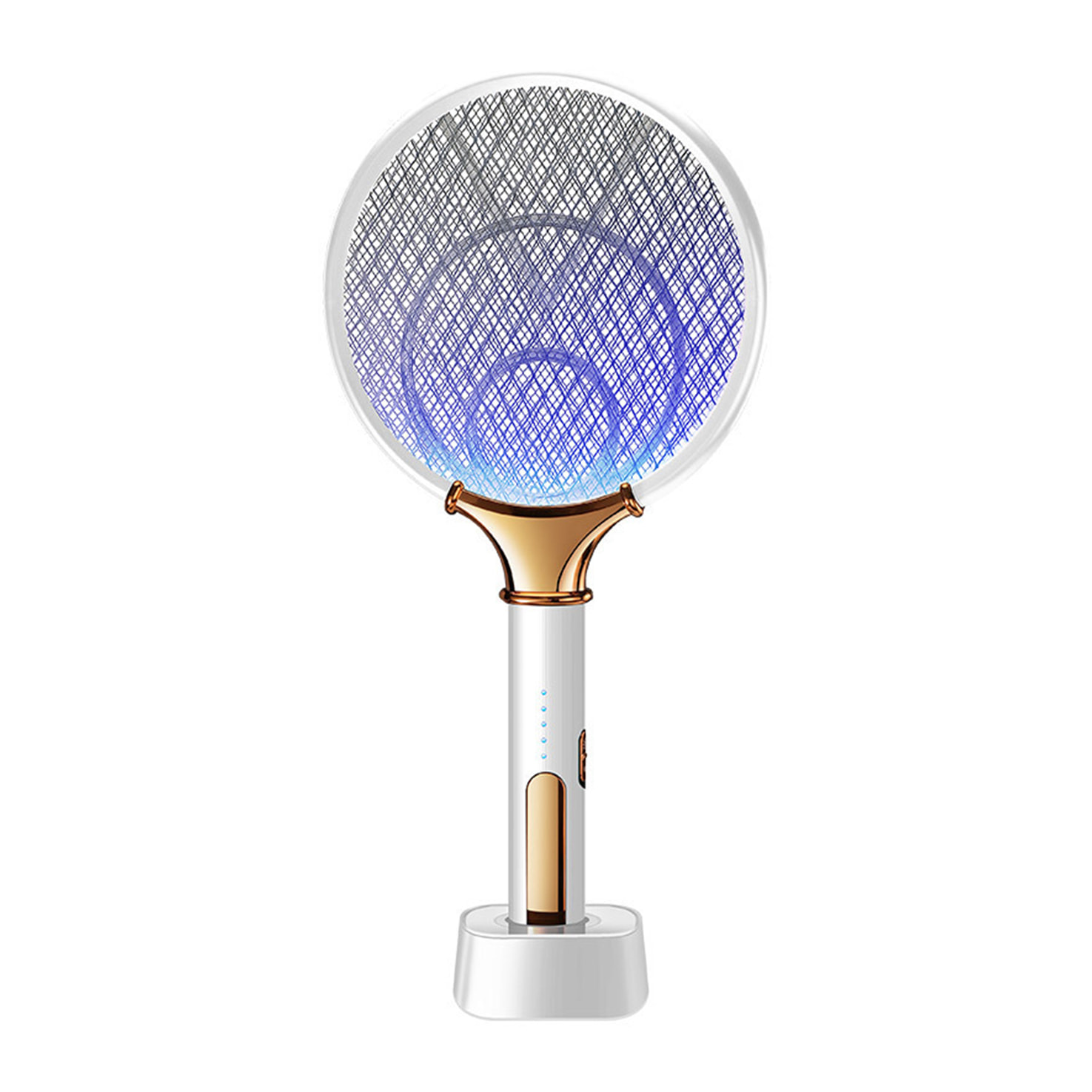 Raqueta eléctrica inteligente mata mosquitos. Batería de litio incorporada. Luz de 360-400 NM. Efectivo contra moscas, mosquitos y polillas.