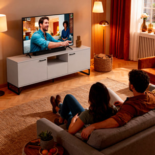 Mobile Porta TV Con 2 Ante A Ribalta 1 Cassetto E Vano a Giorno Design Moderno Piedini Slanciati Stile Nordico Industriale 179 x 60 x 40 Cm Cashmere