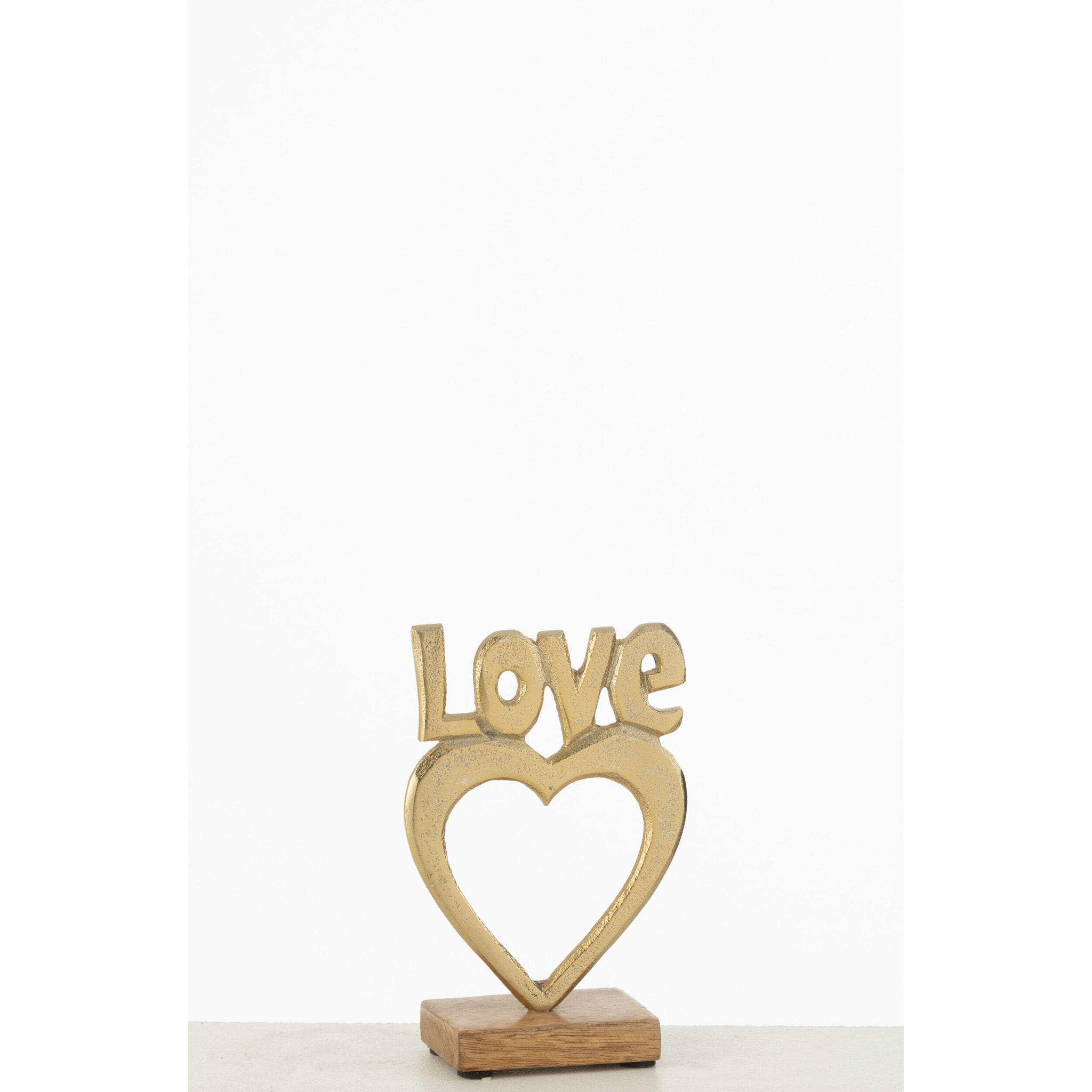 J-Line décoration Love Coeur Sur Pied 
 - aluminium/bois - or - small