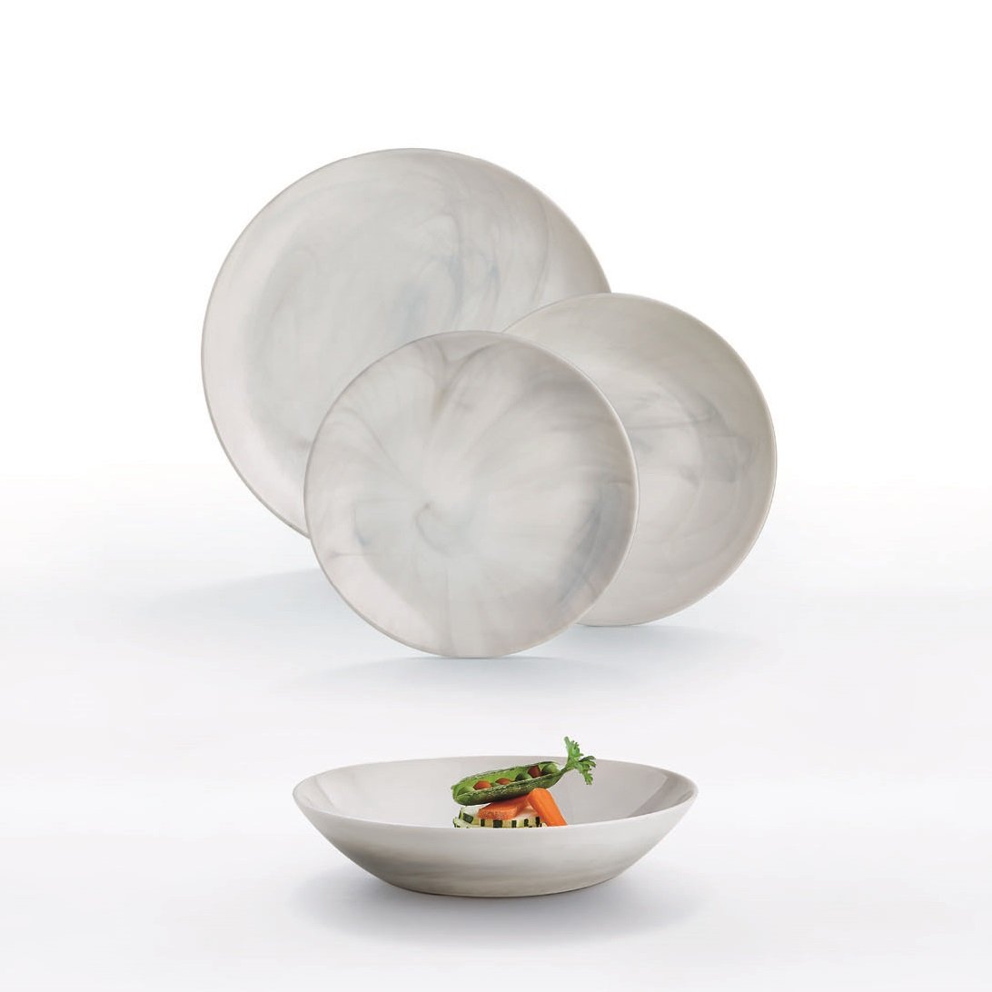 Service de table 18 pièces Diwali Marbre gris - Luminarc - Effet marbre aléatoire