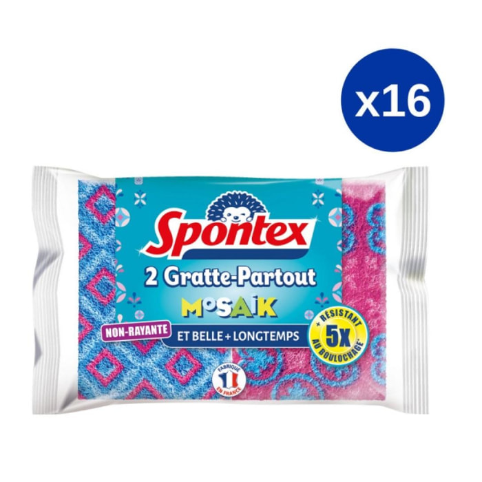 Pack de 16 - Spontex - 2 Eponges Gratte-Partout