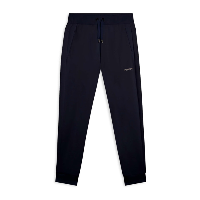 Pantaloni in felpa di cotone con fondo e vita in costina