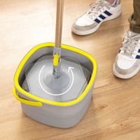 Mocio girevole auto pulente e secchio Selimop - grigio e giallo - 30 x 18 x 29,5 cm - 2,5 L