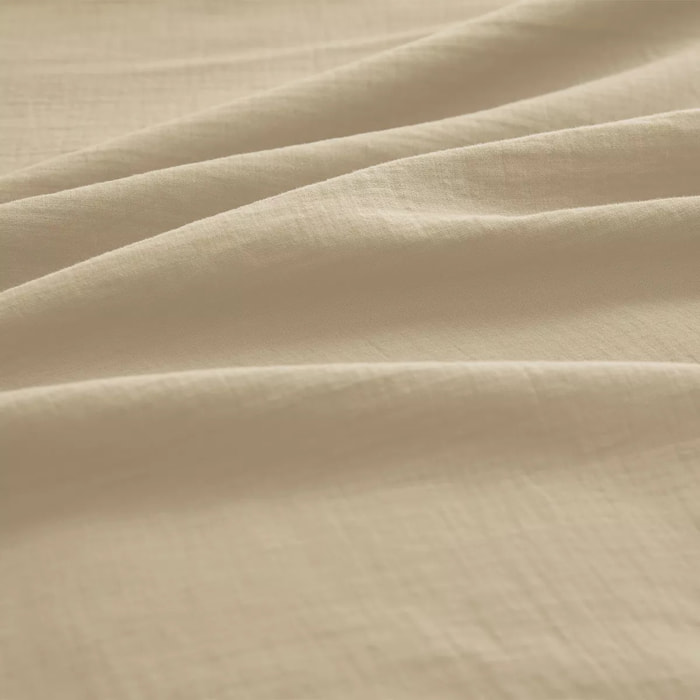 Drap housse b30 gaze de coton lavé uni beige Malia lin
