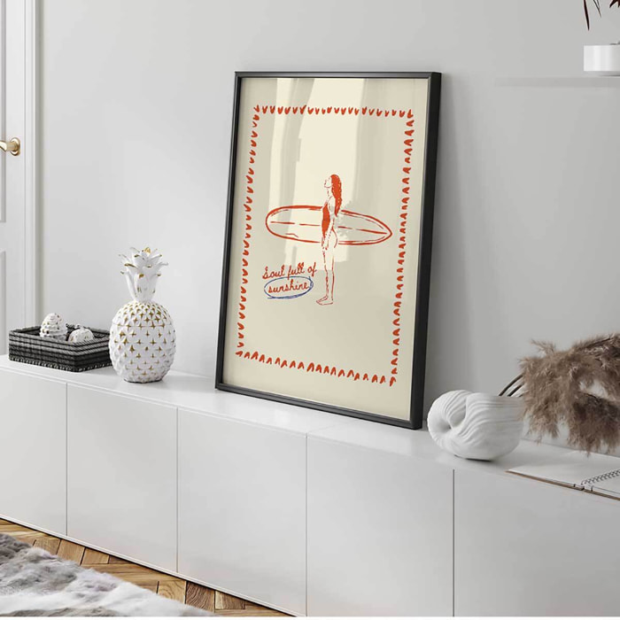 Affiche encadrée surf soul full of sunshine Affiche + cadre en métal - Noir