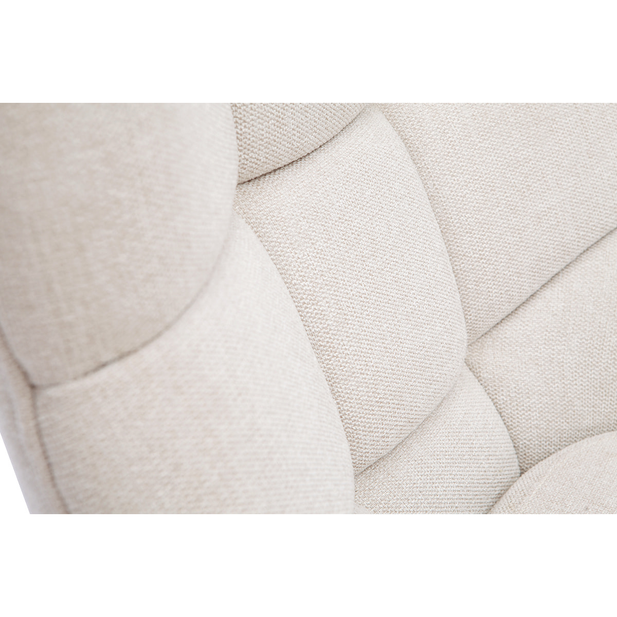 Fauteuil scandinave en tissu effet velours texturé naturel et bois clair BRODY
