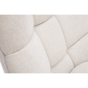 Fauteuil scandinave en tissu effet velours texturé naturel et bois clair BRODY
