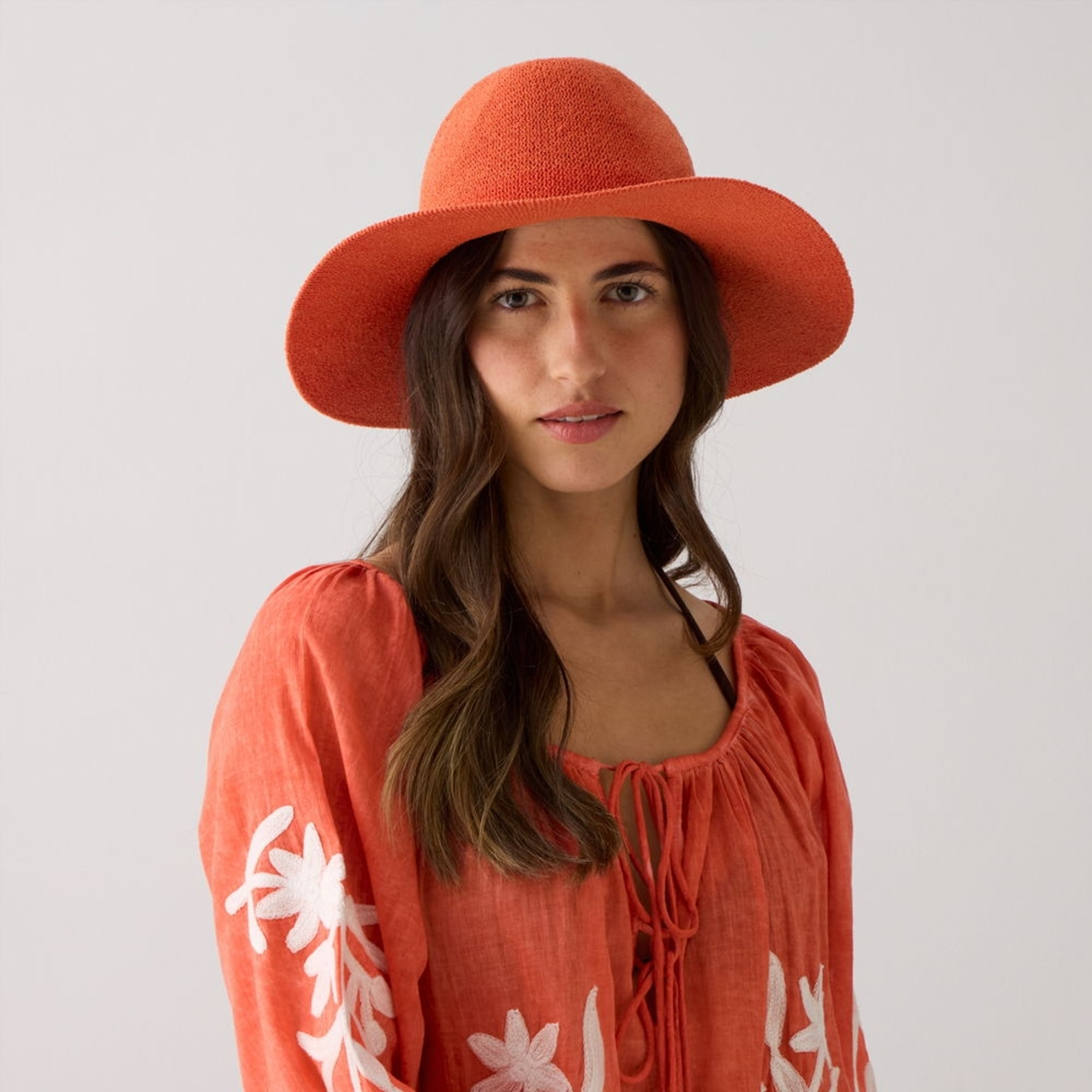 Sombrero de playa Coral color teja coral Poliéster