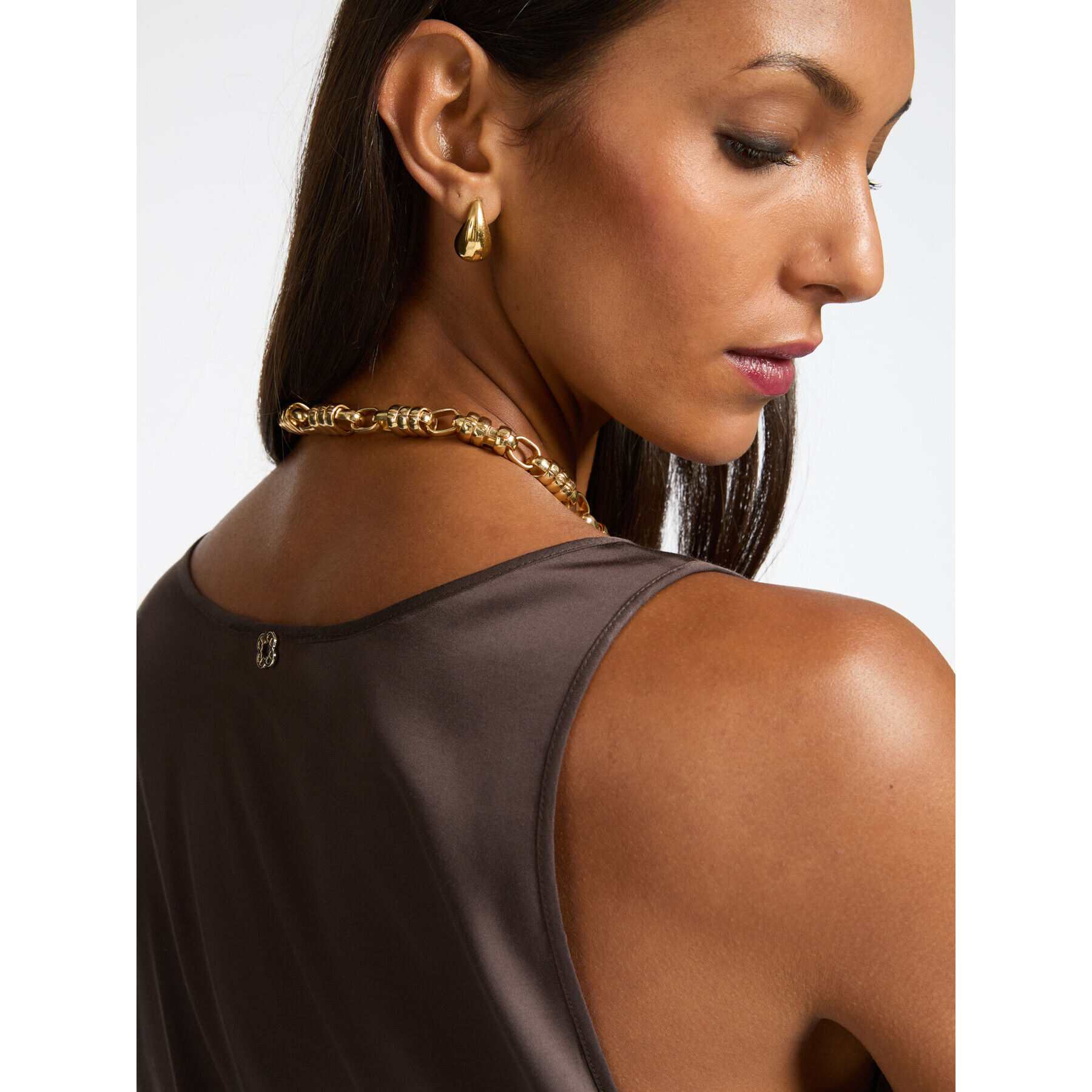 Elena Mirò - Top in raso - Marrone