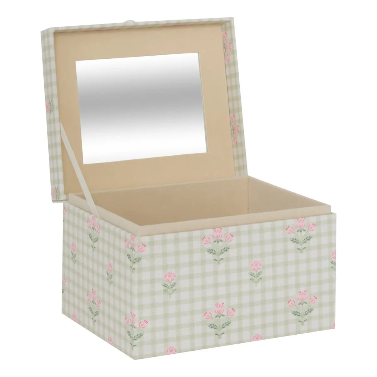 Boîte à bijoux avec miroir Fleur de rose 18x15x13,2cm vert
