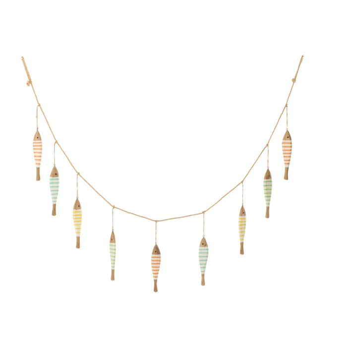J-Line Guirlande Poisson - bois - multicolore