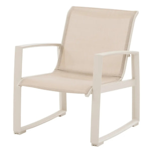 Salon de jardin "Boreane" lin & argile 5 places en aluminium texaline et polyester