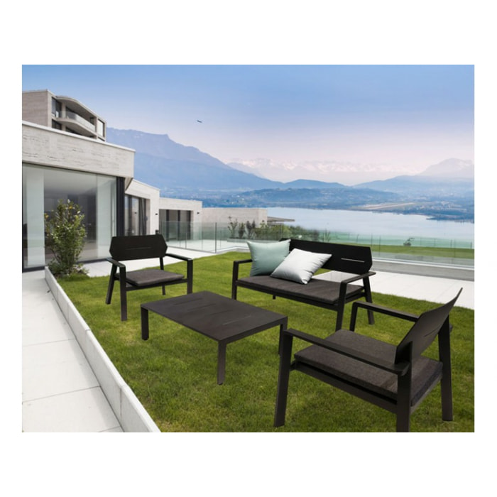 Fauteuil de jardin design minimaliste en métal noir - TIMOR