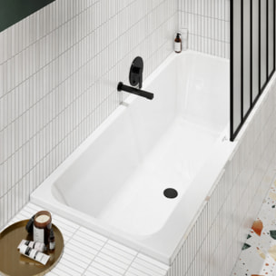 Baignoire droite 150 x 70 VILLEROY & BOCH Architectura + Pieds + Vidage de baignoire WIRQUIN noir