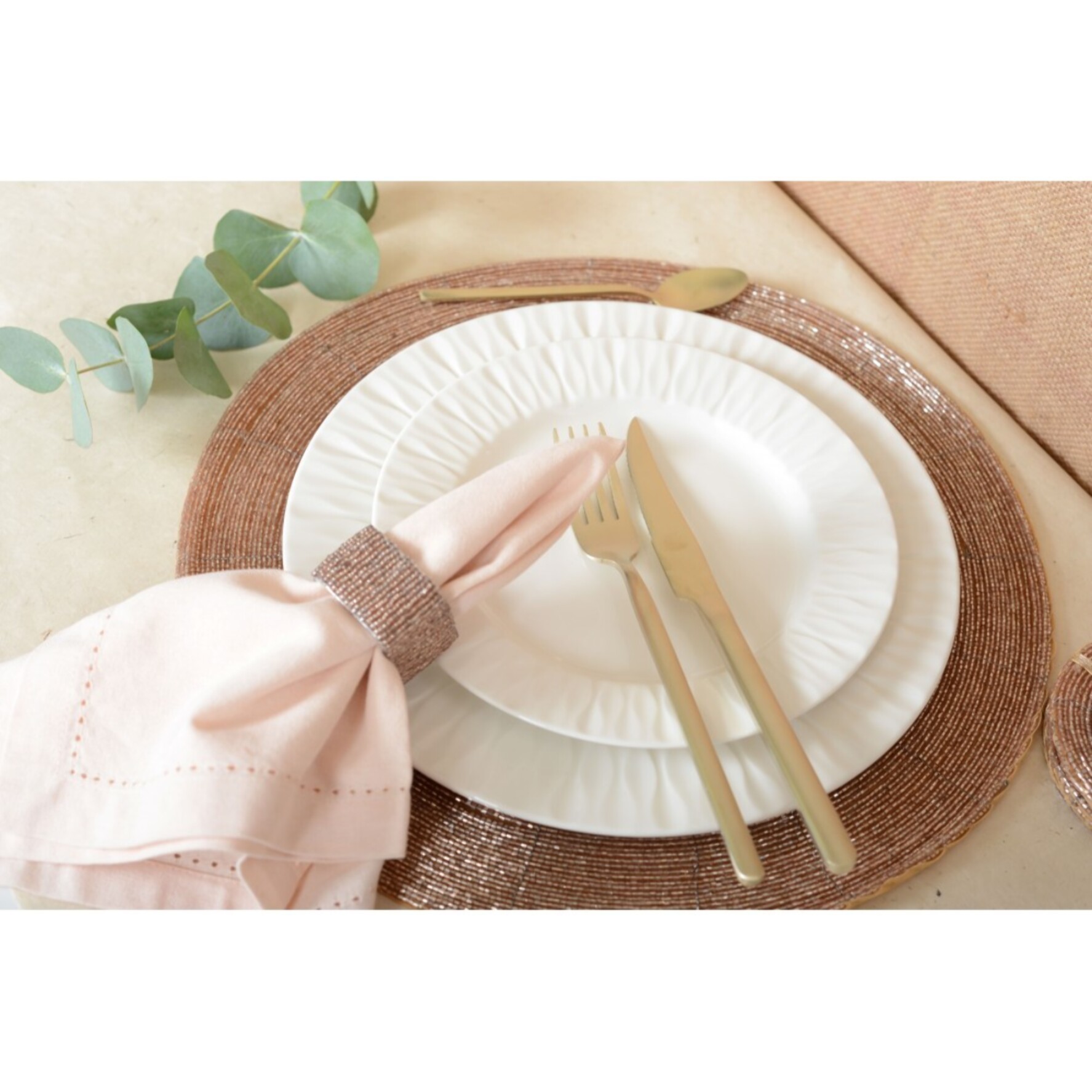 Lot de 4 ronds de serviettes rectangulaires pêche