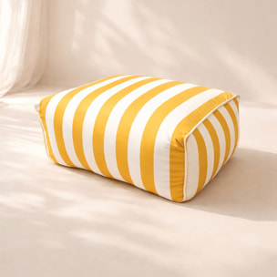 Pouf fauteuil d'extérieur 70x60x30cm en tissu à rayure jaune et blanc FLAVIO