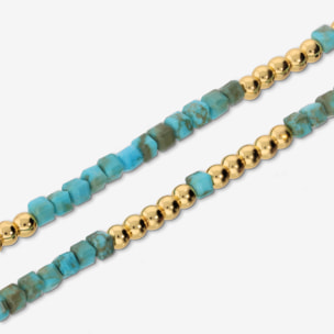 Bracciale Elastico con Pietre Naturali Azzurre e Bead Lucide