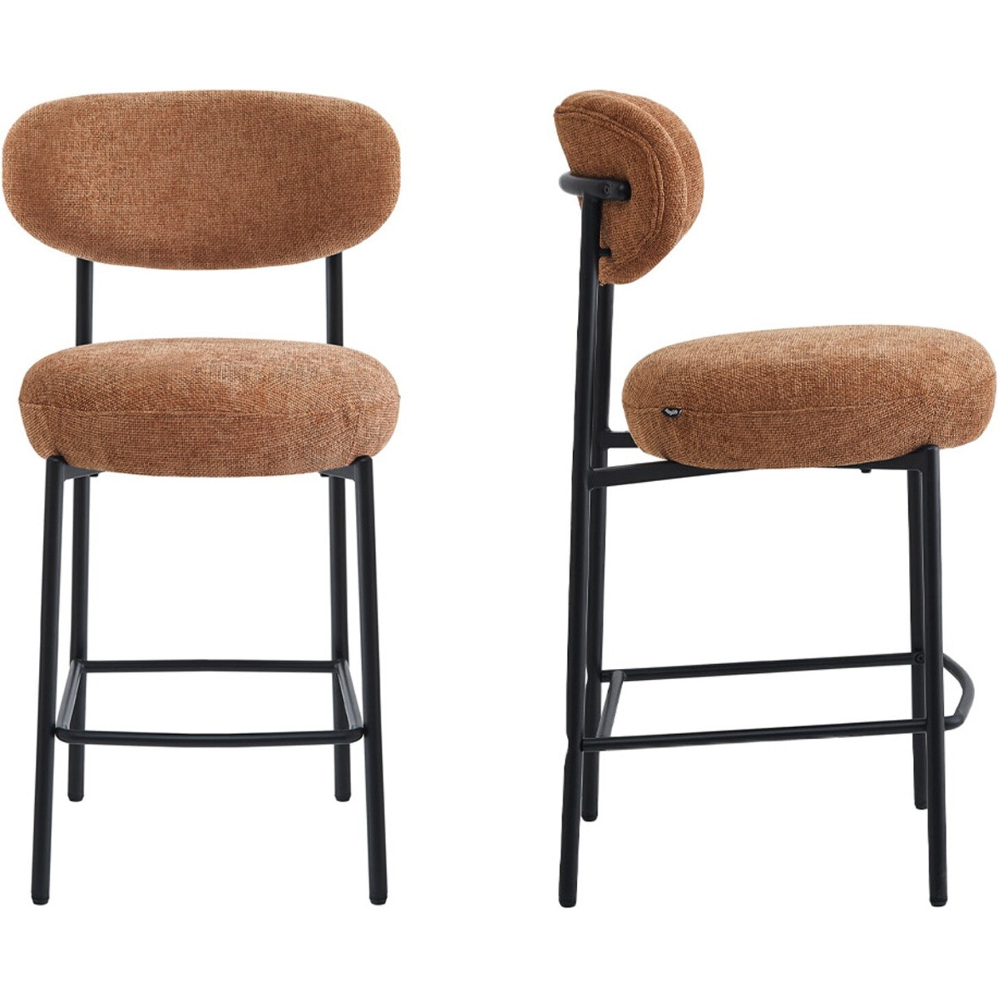 Lot de 2 tabourets de bar en tissu chenille - ORLA