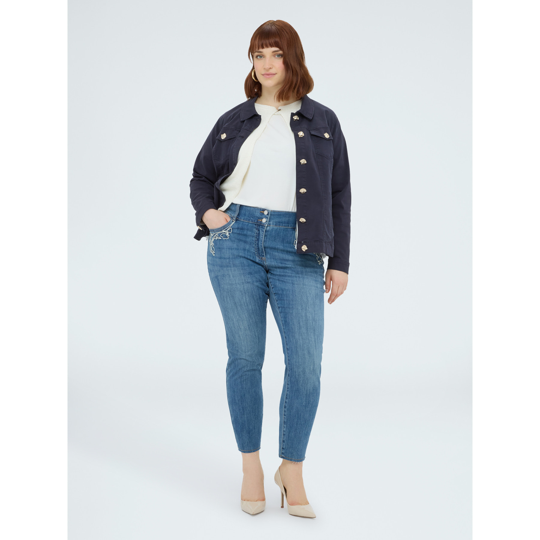 Fiorella Rubino - Jeans Skinny con ricamo macramè - Azzurro