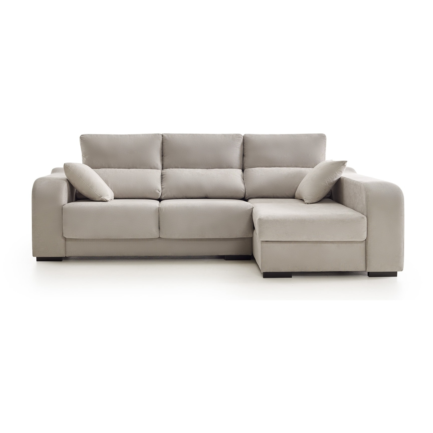 Sofá Chaiselongue Zafiro 3 Plazas Tela Antimanchas Derecha Color Beige