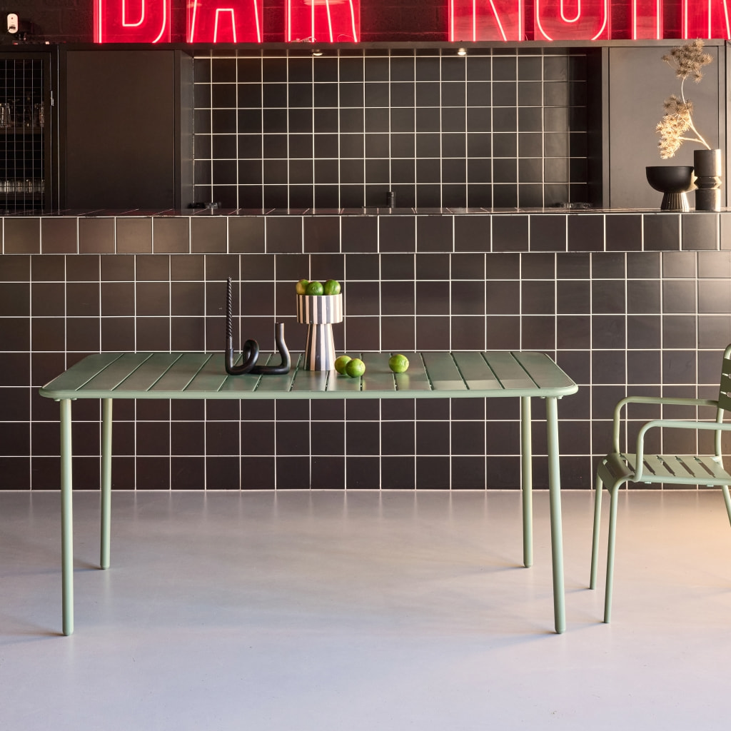 Table de jardin métal 6-8 places. vert. Amelia. 160x90xH72.5cm
