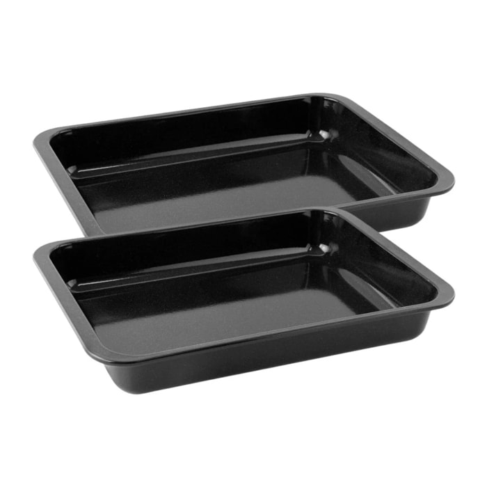 Ensemble de 2 Plats rectangulaire XXL 40 x 29 cm en acier émaillé Zenker Spécial Cooking
