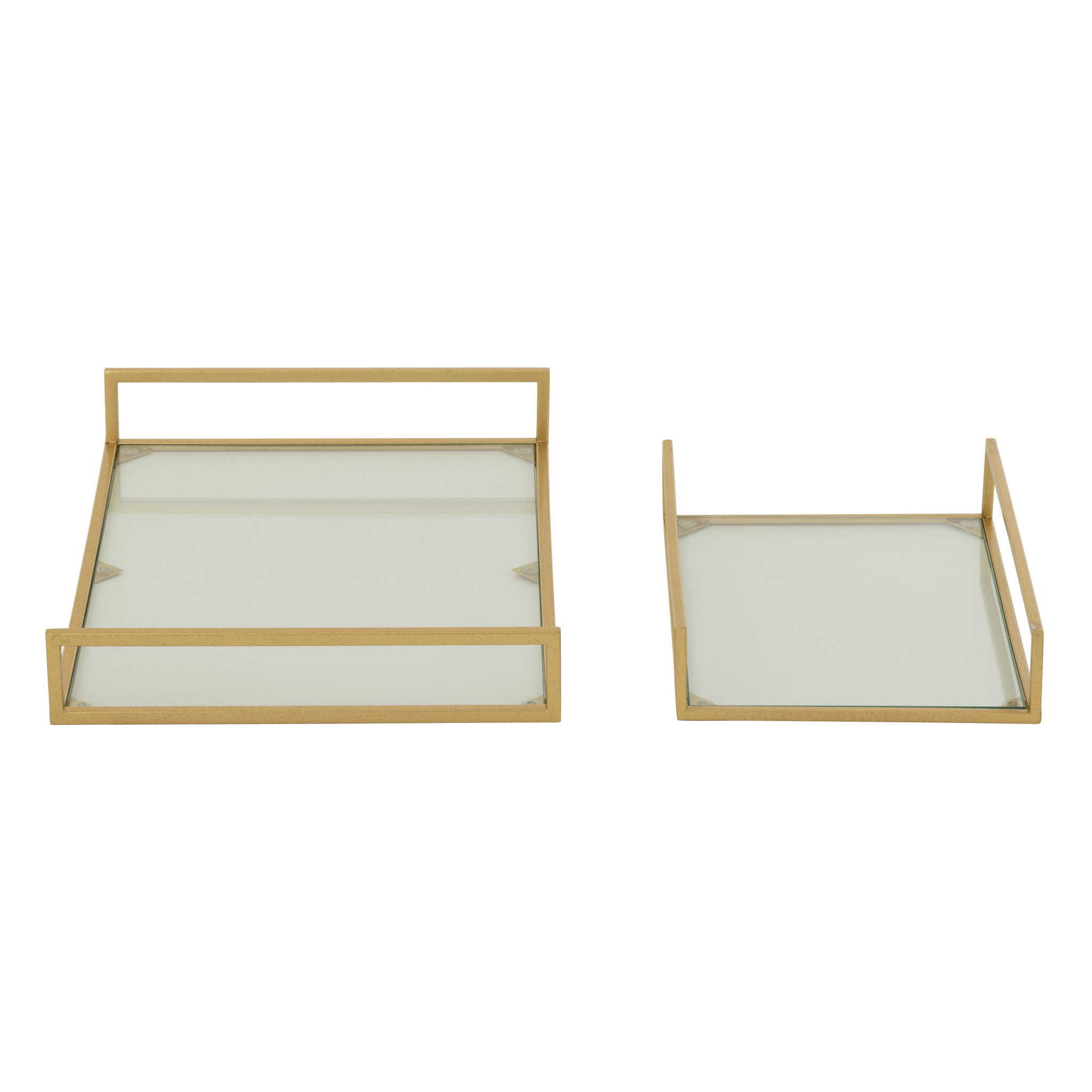 J-Line plateau - acier/verre - or - set de 2